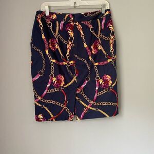 Charter club women’s petite pencil skirt chain and roses lined skirt/ stretch